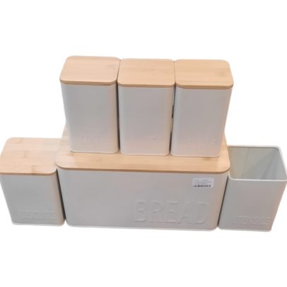 Aqua 6pce set, Bread bin, Tea Coffee Sugar, Biscuit, Utensils cannisters